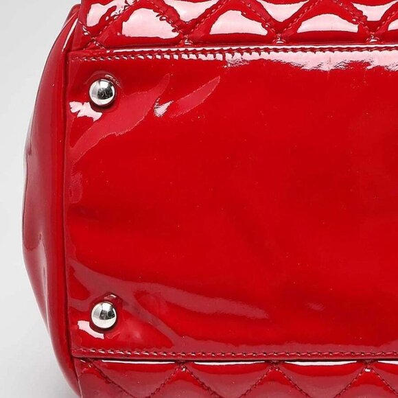 Chanel Red Quilted Patent Leather North/South Tote Bag - Picture 4 of 12